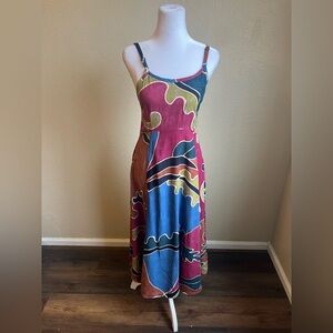 RAMA retro color strappy midi dress | small